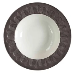 PEACOCK RIM SOUP PLATE - BROWN