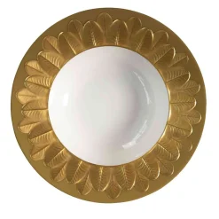 PEACOCK RIM SOUP PLATE - GOLD