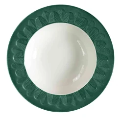 PEACOCK RIM SOUP PLATE - GREEN