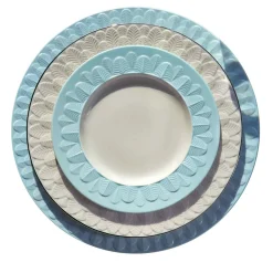 PEACOCK RIM SOUP PLATE . LIGHT BLUE #2