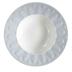 PEACOCK RIM SOUP PLATE - LIGHT BLUE