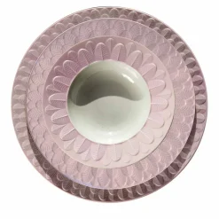 PEACOCK RIM SOUP PLATE - PINK