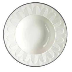 PEACOCK RIM SOUP PLATE - WHITE
