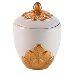 PEACOCK SUGAR BOWL - WHITE AND GOLD #2