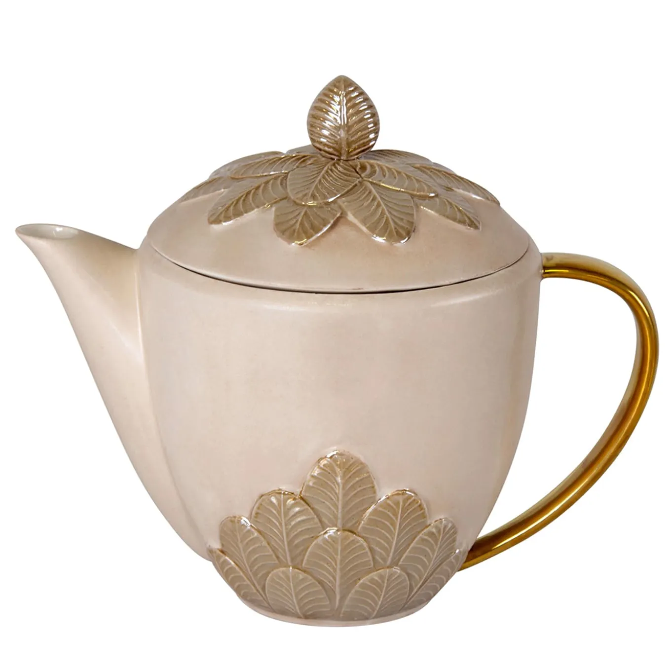 PEACOCK TEA POT - BEIGE