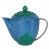 PEACOCK TEA POT - BLUE AND SILVER