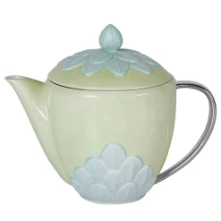 PEACOCK TEA POT - GREEN AND SILVER