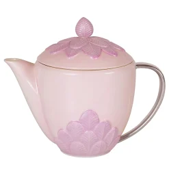 PEACOCK TEA POT - PINK AND SILVER