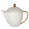 PEACOCK TEA POT - WHITE AND GOLD