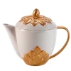 PEACOCK TEA POT - WHITE AND GOLD #2