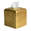 PEACOCK TISSUE BOX - GOLD