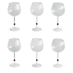 Pearl Emerald Amber Set of 6 Wine Glasses