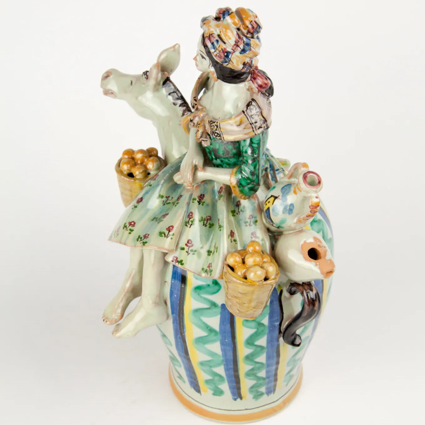 Peasant Woman Whistle Ceramic Vase