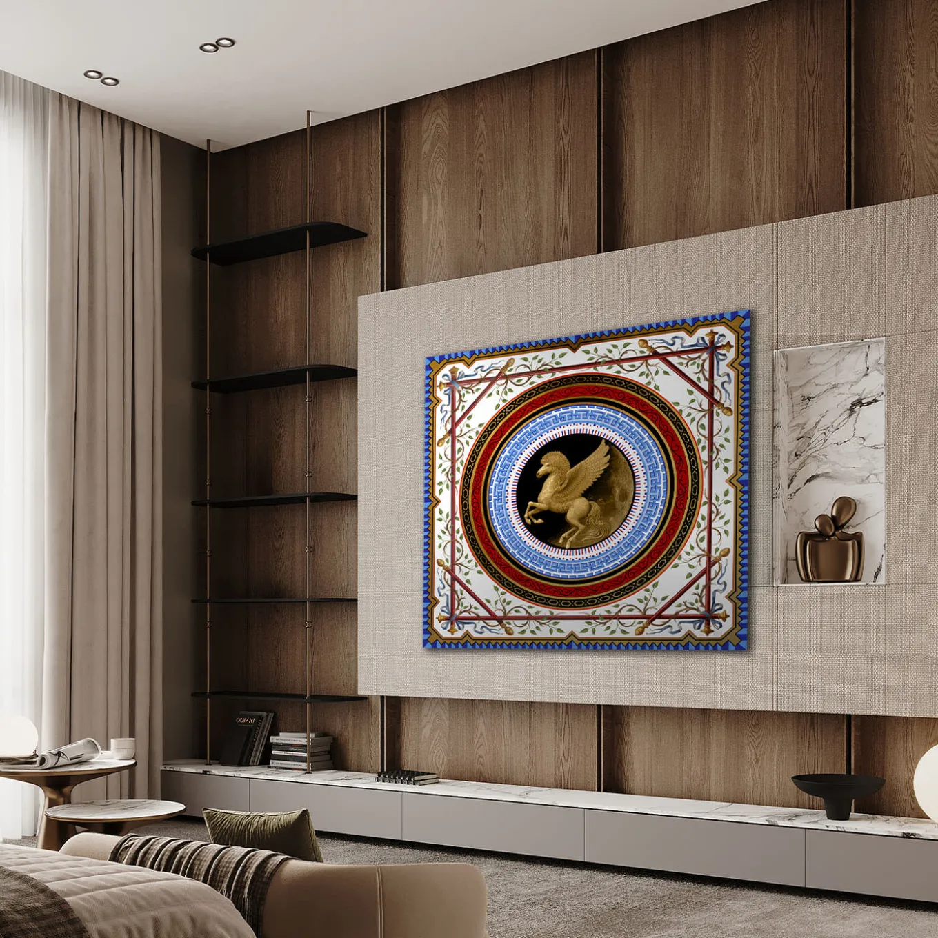 Pegaso Mythological Gold Art Panel