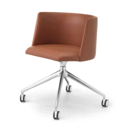 Pergy Swivel Brown Leather Office Chair