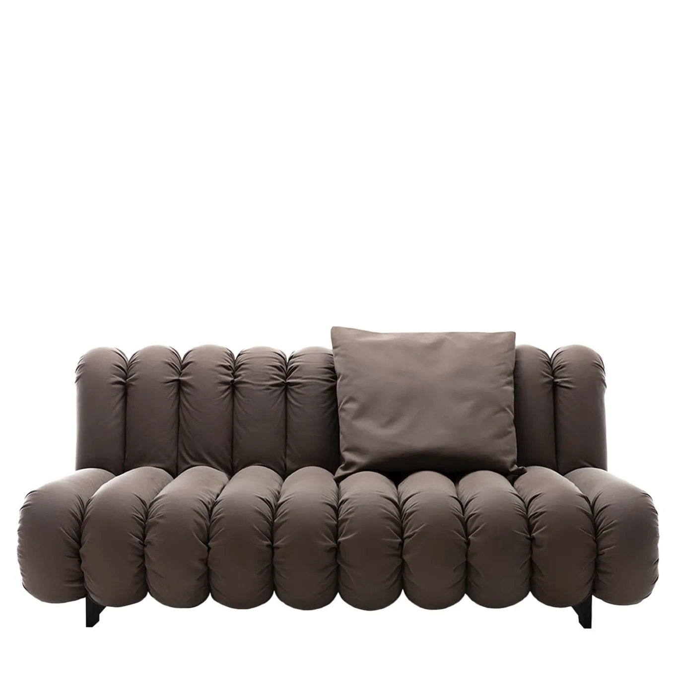 Periscopio Fluted Gray Nubuck Leather Sofa by Studiopepe