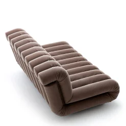 Periscopio Fluted Gray Nubuck Leather Sofa by Studiopepe