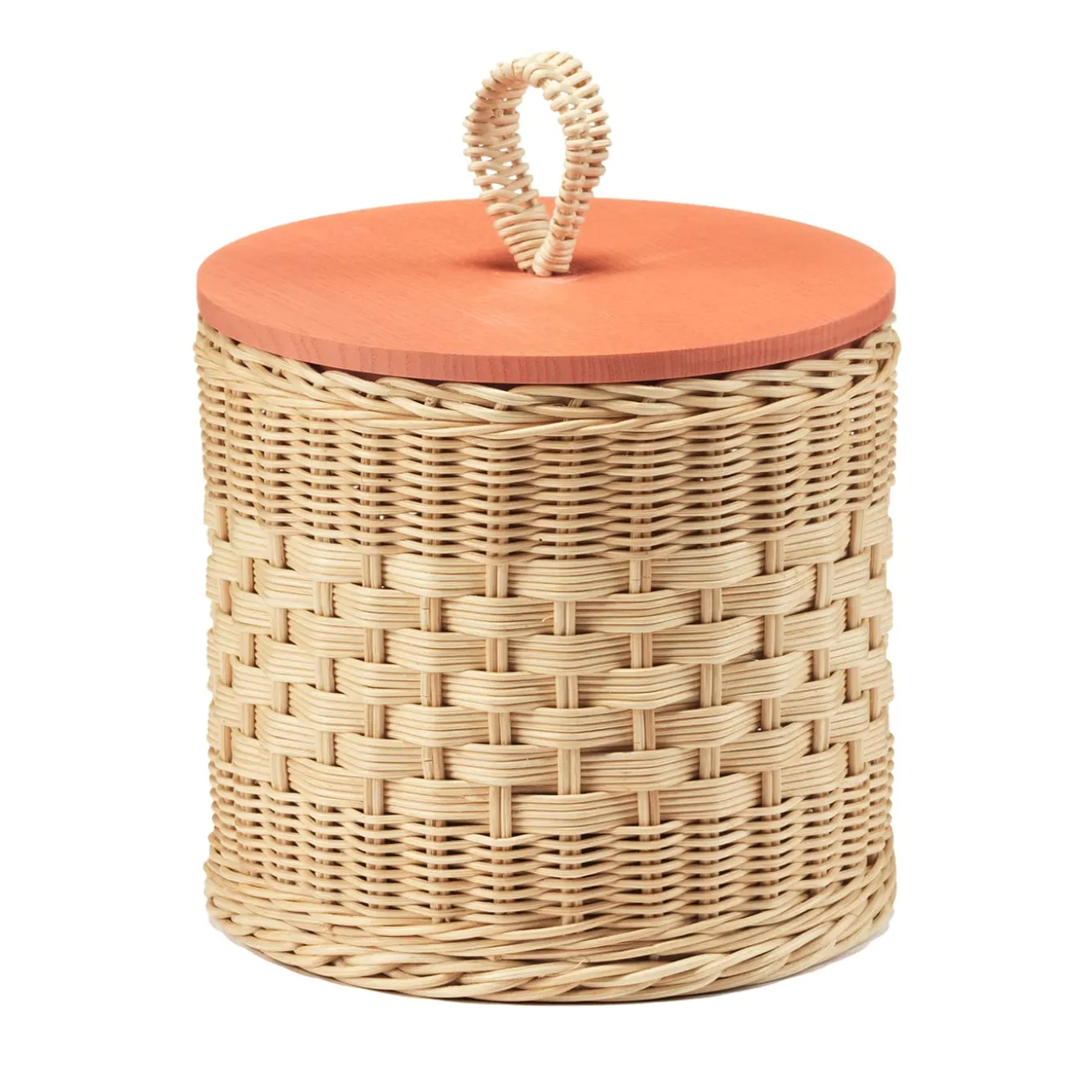 Perla Low Wicker Jar with Wood Lid