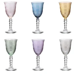 Perle Polychrome Set of 6 Patterned Wine Glasses
