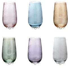 Perle Polychrome Set of 6 Patterned Drinking Glasses