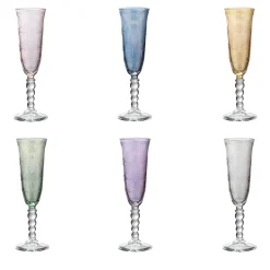 Perle Polychrome Set of 6 Patterned Flutes