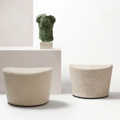 Persues Leather Pouf Shearling