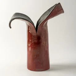 Petali D'Oriente Amaranth Ceramic Sculpture/Vase by Nino Basso