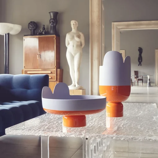 Petali Lilac & Orange Ceramic Centerpiece by Luca Binaglia