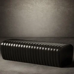 Petit Arret BLACK LEATHER BENCH