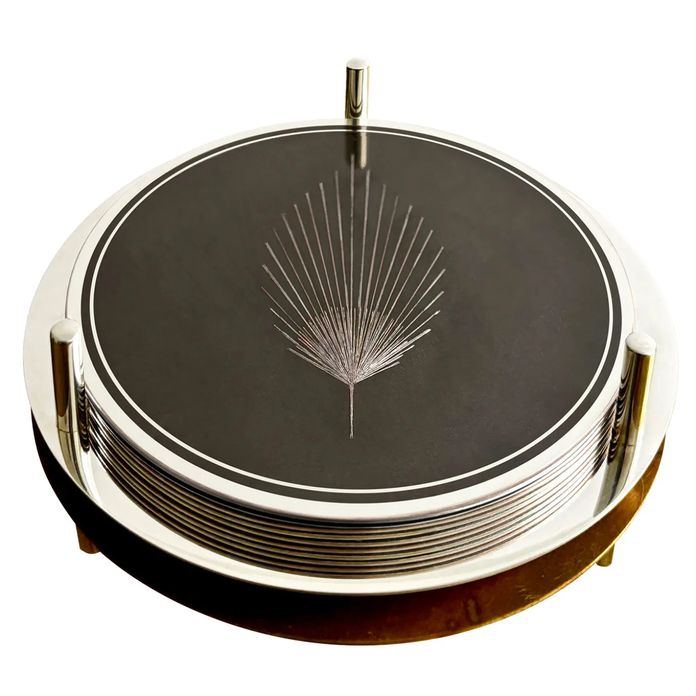 Phoinix Set of 6 silver-plated copper coasters