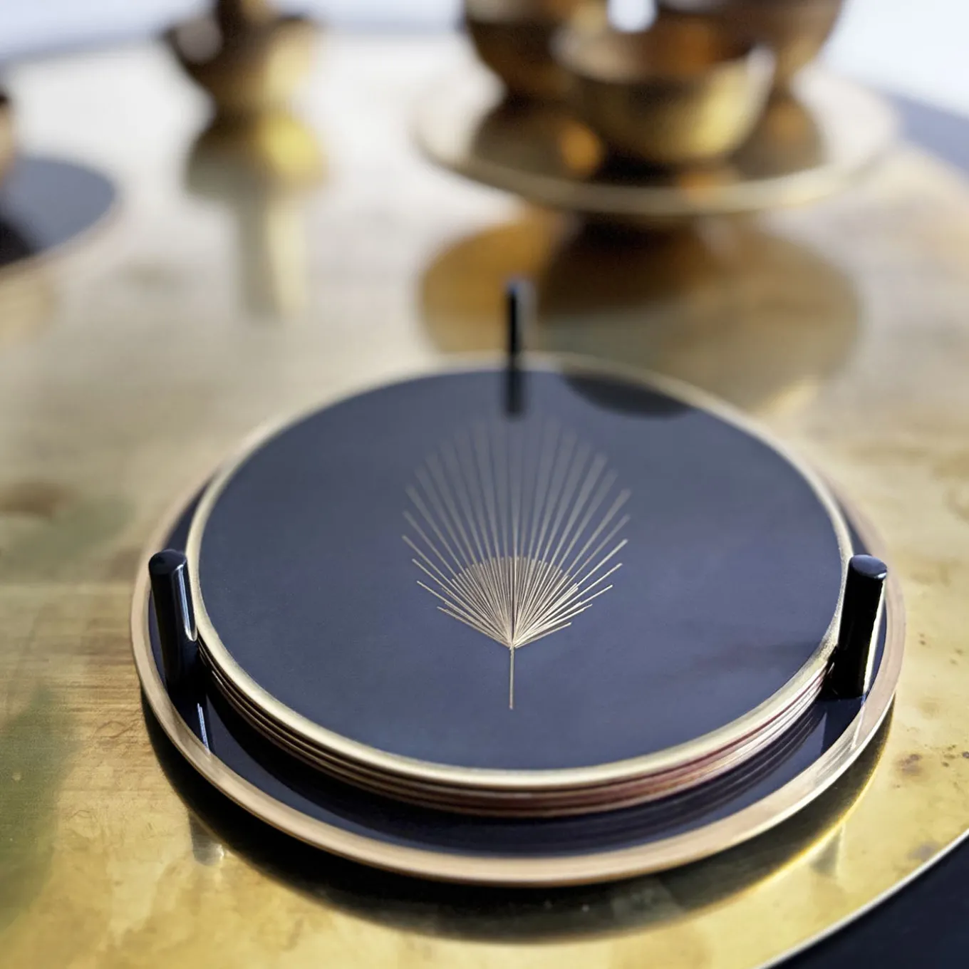 Phoinix Set of 6 burnished brass coasters