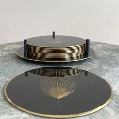 Phoinix Set of 6 burnished brass coasters