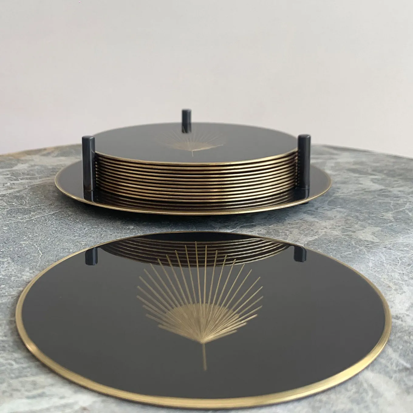 Phoinix Set of 6 burnished brass coasters