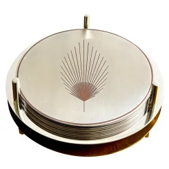 Phoinix Set of 6 silver-plated brass coasters