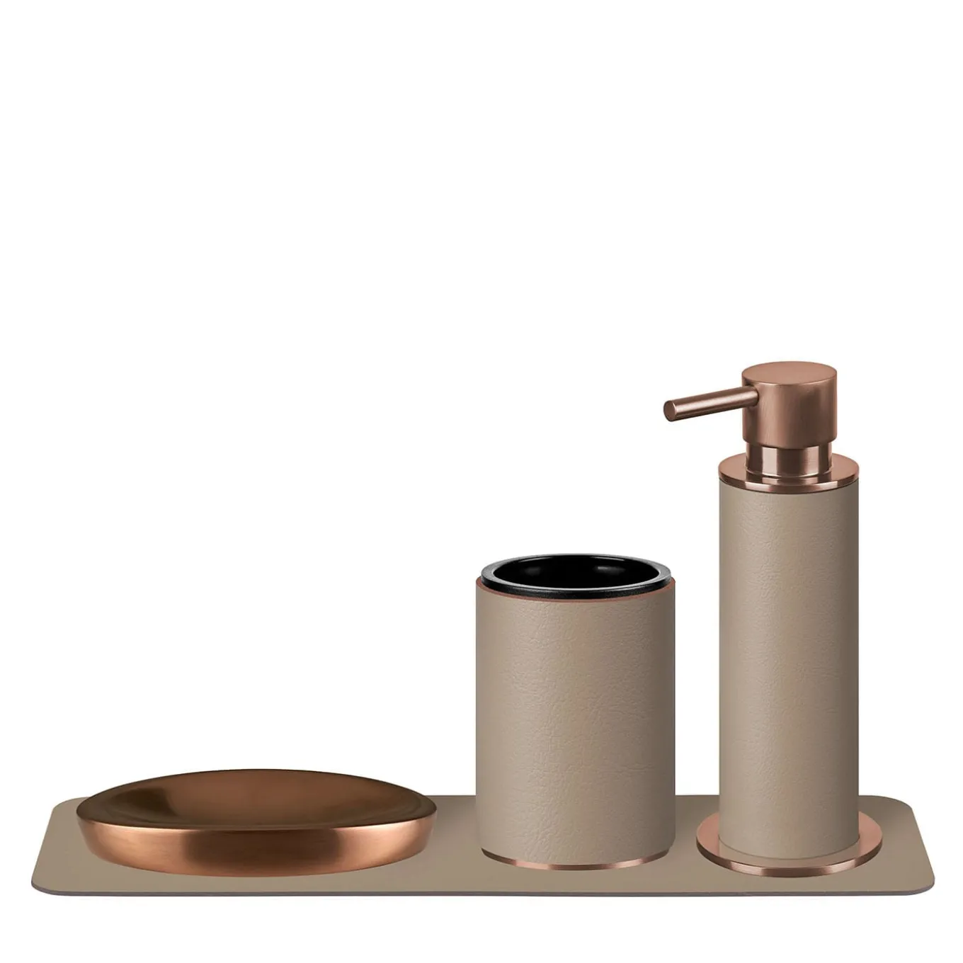 4-Piece Cappuccino And Copper Leather Bathroom Set