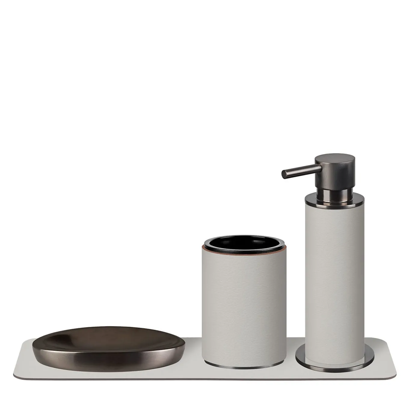 4-Piece Oyster Leather Bathroom Set