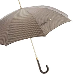 Pied de Poule Umbrella with Studded Leather Handle