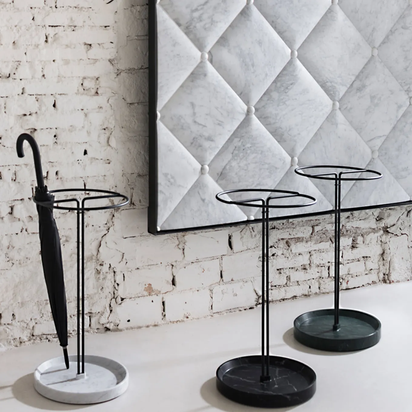 Pietra L07 Umbrella Stand in Bianco Carrara Marble by Piero Lissoni