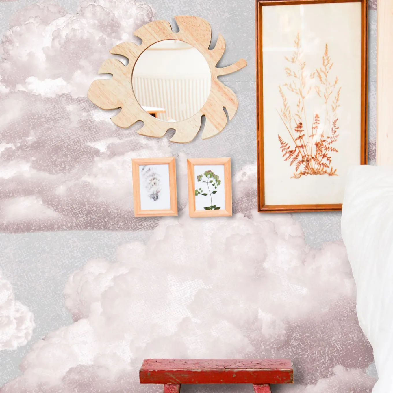 Pink Clouds Vintage Style Wallpaper