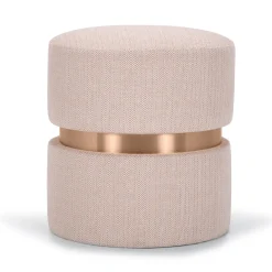 Pink Cylinder Wood Pouf