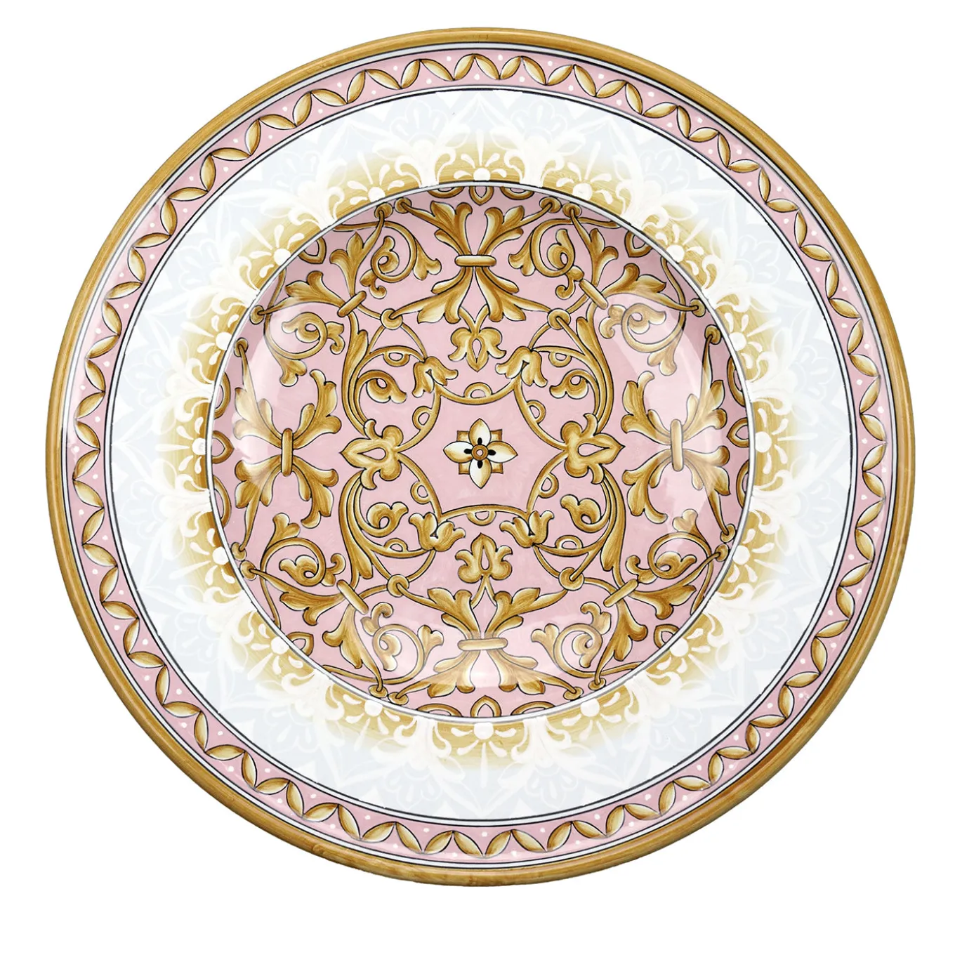Pink Damask Round Decorative Plate