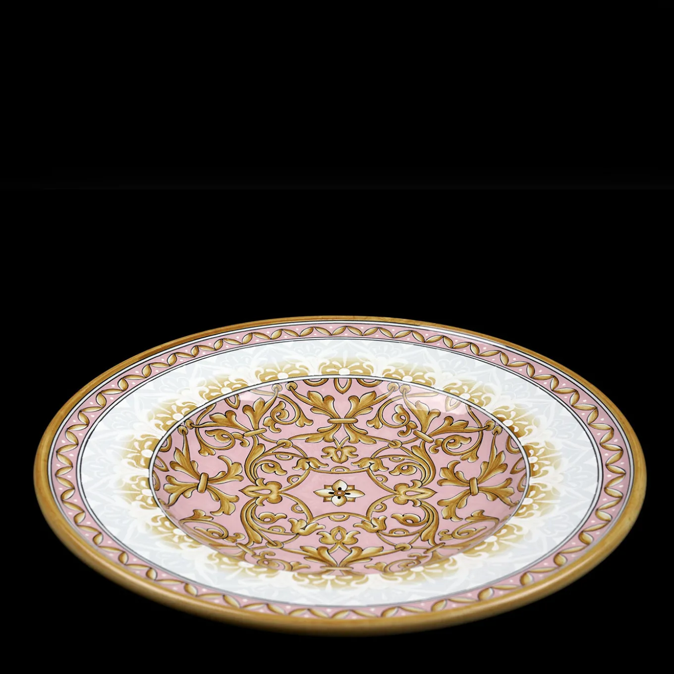 Pink Damask Round Decorative Plate