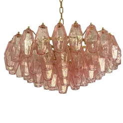 Pink Poliedri Glass Chandelier