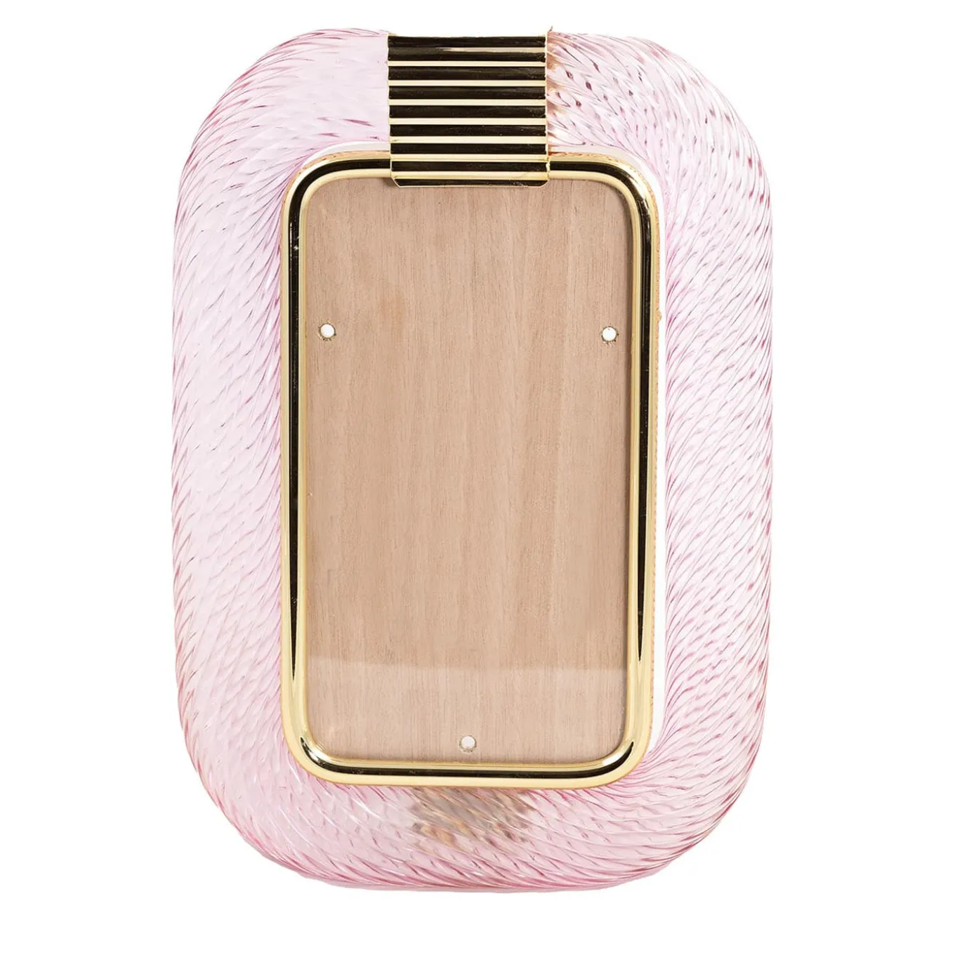 Pink Twisted Glass with Glossy Brass Structure Frame