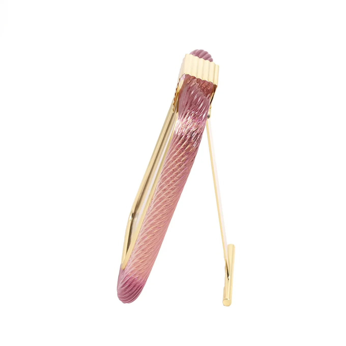 Pink Twisted Glass with Glossy Brass Structure Frame
