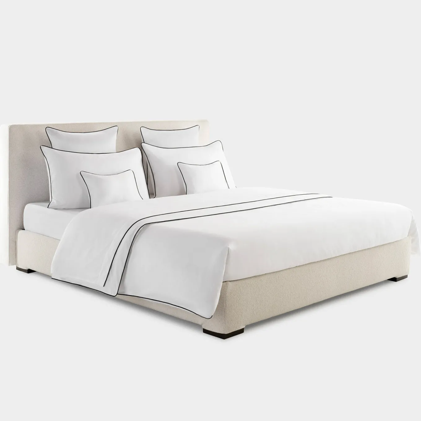 PIPING White Embroidered Duvet Cover Set in Cotton Percale