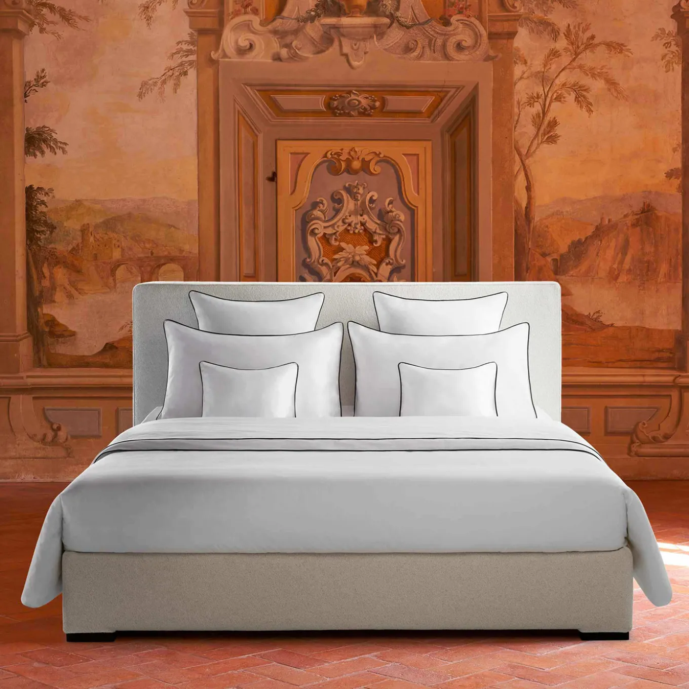 PIPING White Embroidered Duvet Cover Set in Cotton Percale