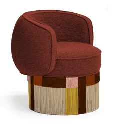Pirouette Clu Swivel Wine Red Armchair by Lorenza Bozzoli
