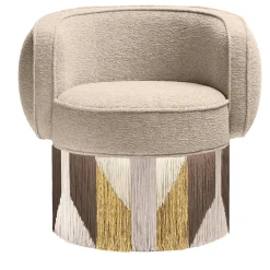 Pirouette Clu Tribe Beige Swivel Armchair by Lorenza Bozzoli