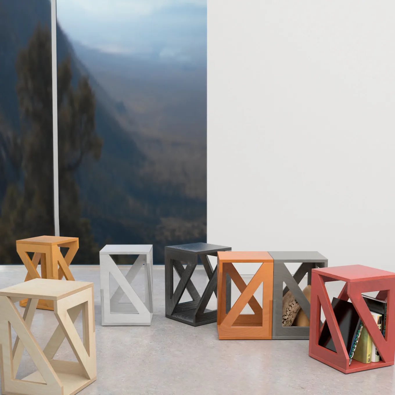 Pitagora Black Stool by Antonio Saporito